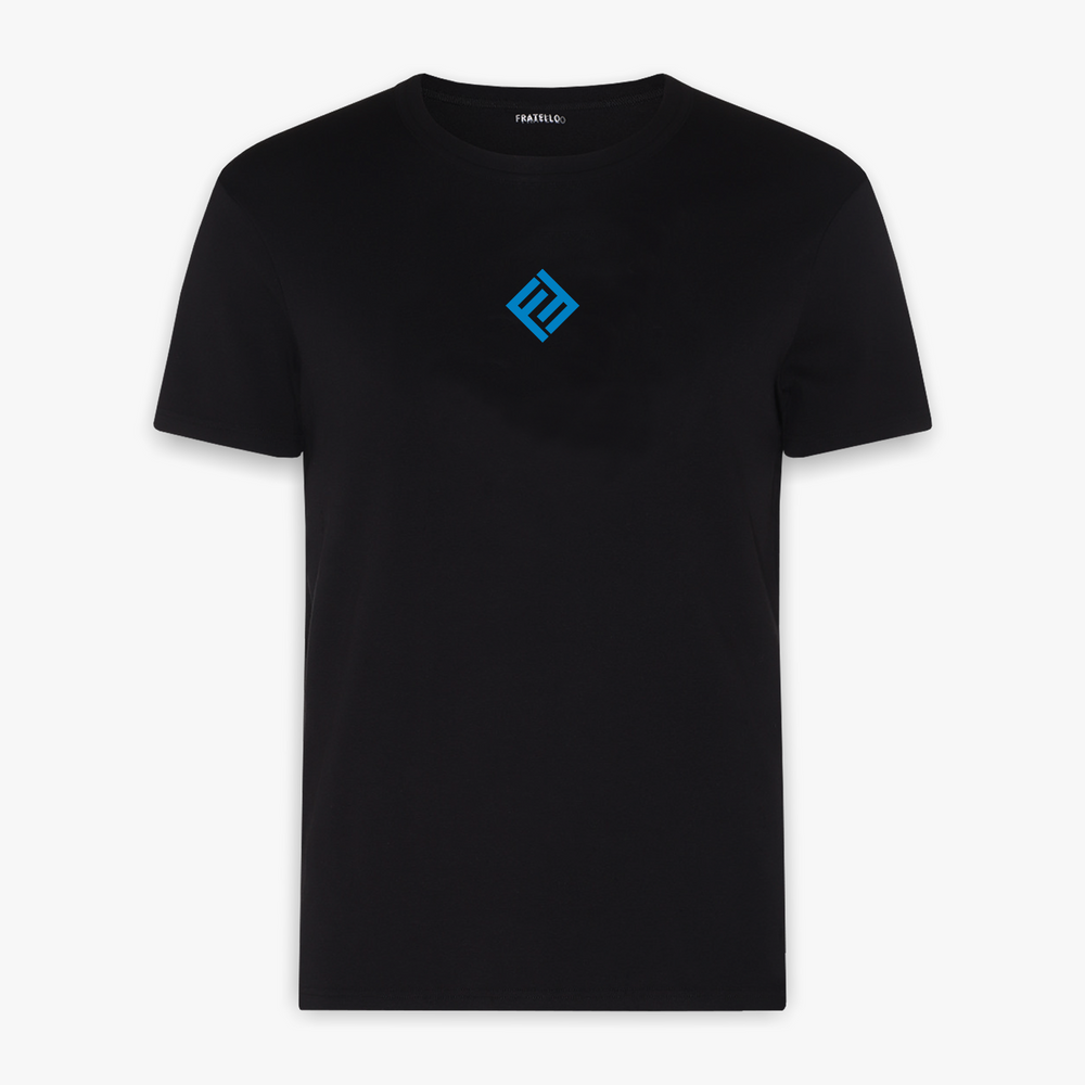 Blue Initial Logo Black T-shirt