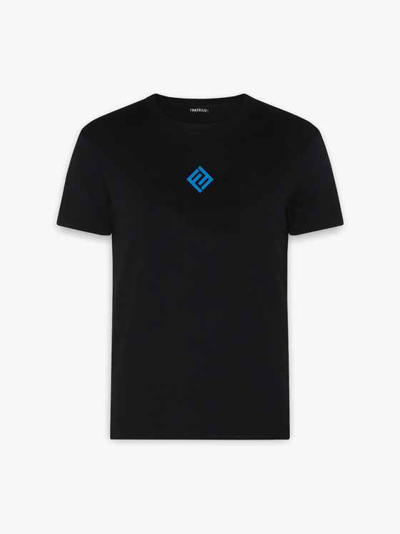 Blue Initial Logo Black T-shirt