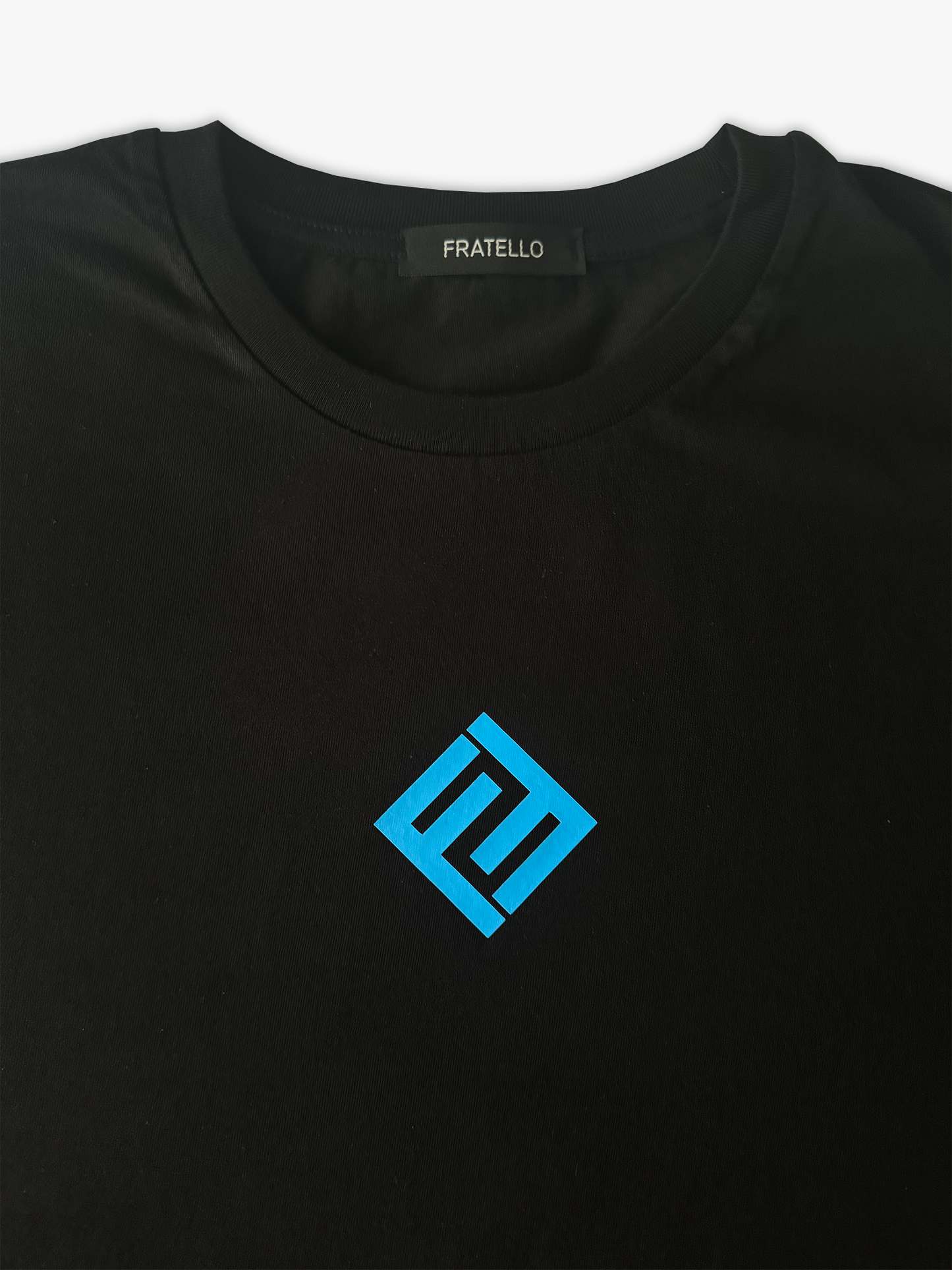 Blue Initial Logo Black T-shirt