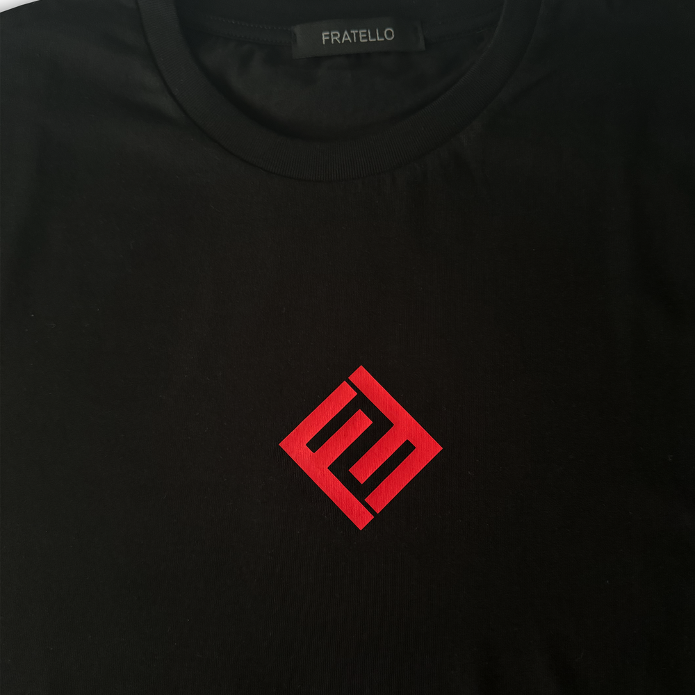 Red Initial Logo Black T-shirt